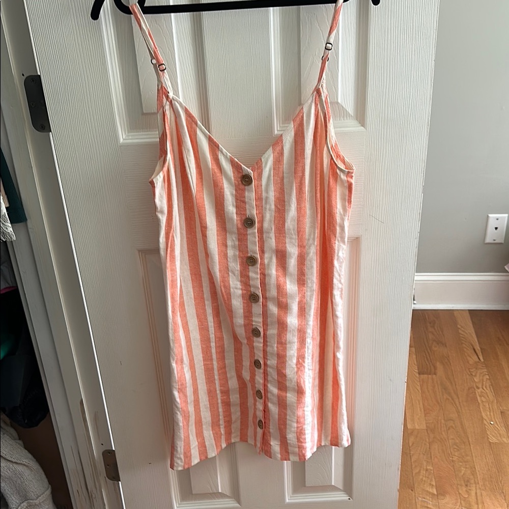 Show Me Your MuMu Striped Coral and White Button-Down Women's Dress
